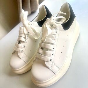 Stylish White and Black Women's Sneakers